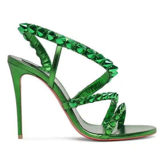 Christian Louboutin Shoes - Christian Louboutin Spikita Strap 100 Spinach Green Strap Sandal Heel Pump 35.5